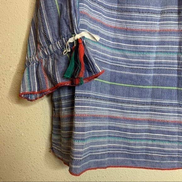 Caffe Marrakech Blue Striped Peasant Blouse - Picture 3 of 4